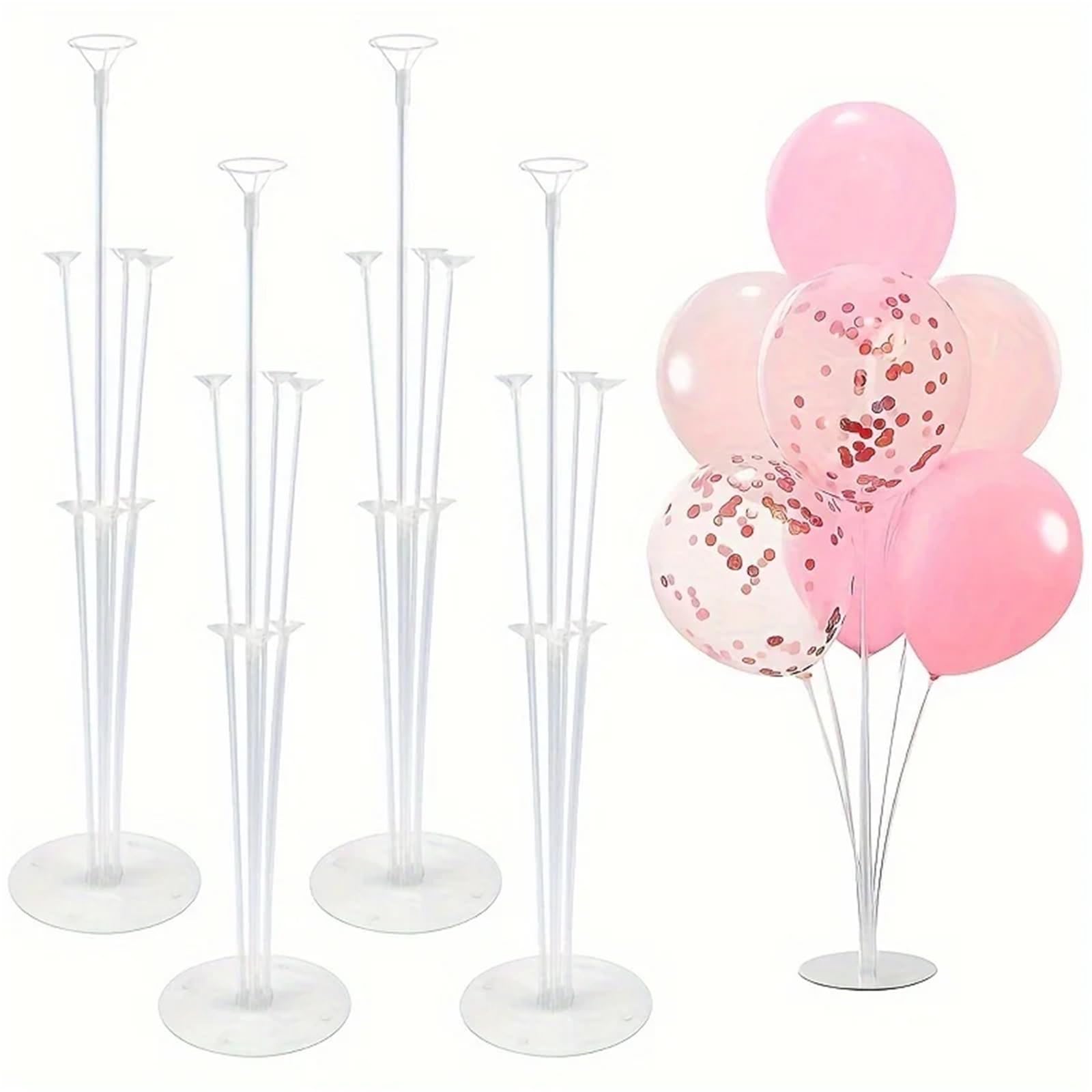 Stojak na balony 12 zestawów patyczków do balonów z podstawami Stojak na balony Podstawa kolumny Przezroczyste, solidne wsparcie Urodziny