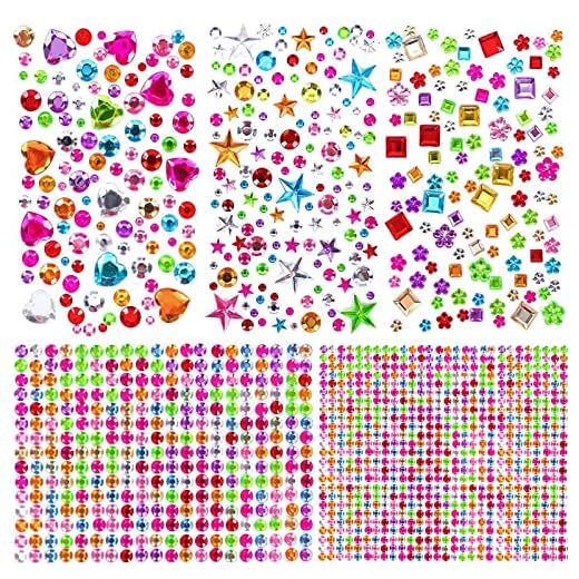 1510 Piezas Brillantes Para la Cara, Diamantes de Imitación Autoadhesivos Cristal Pegatinas para Decoración Manualidades, Cuerpo,Maquillaje, 5 Hojas