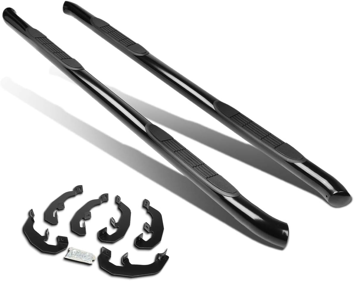 Auto Dynasty 3 Inches Side Step Nerf Bar Running Boards Compatible with Silverado Sierra 1500 2500HD 3500HD Crew Cab 19-25, Mild Steel, Black Powdercoated
