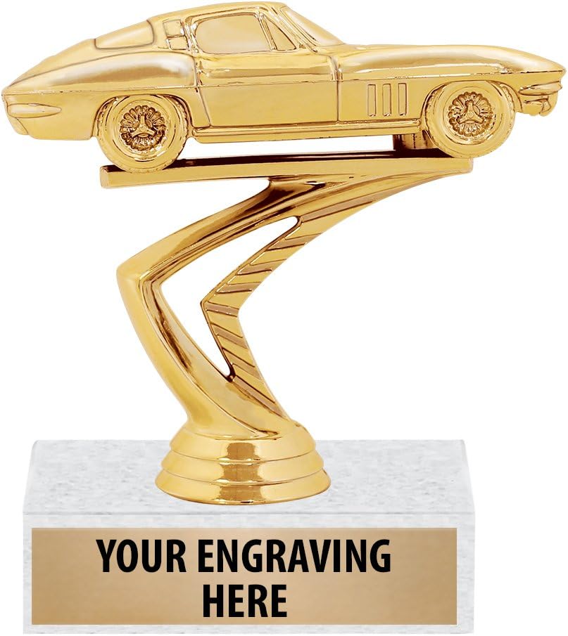 Crown Awards CAR Trophies - 4.75" Gold Corvette Race Car Trophy