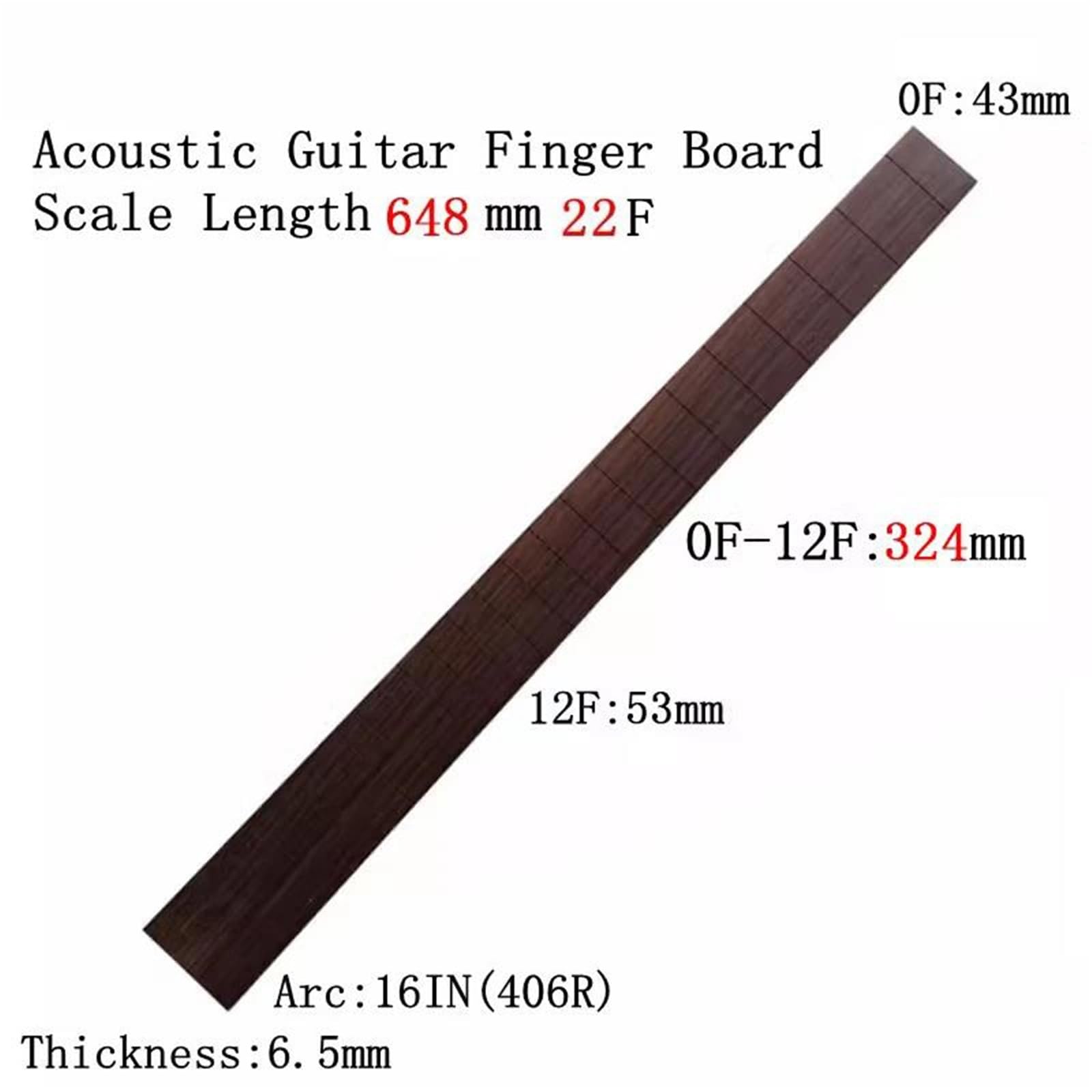 Zestaw Narzędzi Gitary Podstrunnica Gitarowa Z Naturalnego Palisandru 22 Progami (628 Mm / 648 Mm)(648mm)
