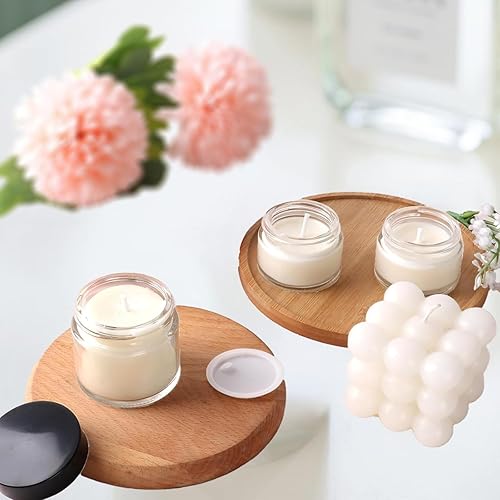 Miniatura 5 de Paquete de 24 tarros redondos de vidrio transparente de 2 onzas con forros interiores y tapas negras, tarros de viaje, recipientes recargables para