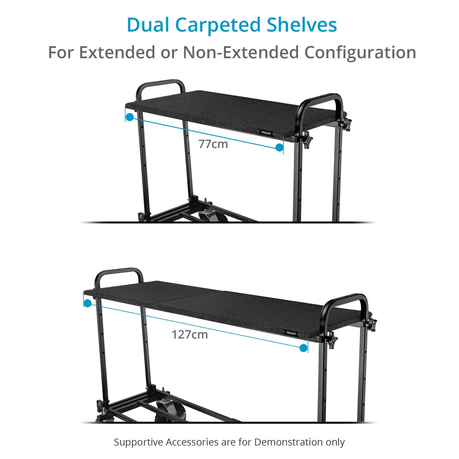 PROAIM Estante de Utilidad para Carrito de producción Vanguard UC5. Altura Ajustable, Estante de Doble Alfombra de Ajuste rápido para configuración extendida o no extendida. Carga útil de hasta 70 kg