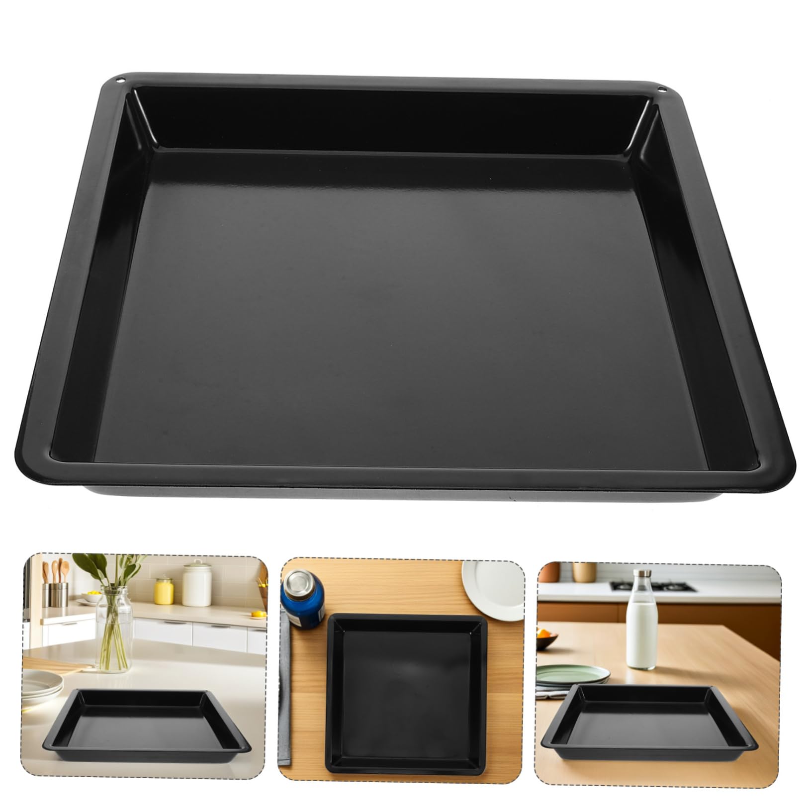 Schwarzes Kohlenstoffstahl Backblech 32,2x32,2x3,2cm mit Antihaft Emaille Beschichtung Verformungsbeständig für Großküche und Catering