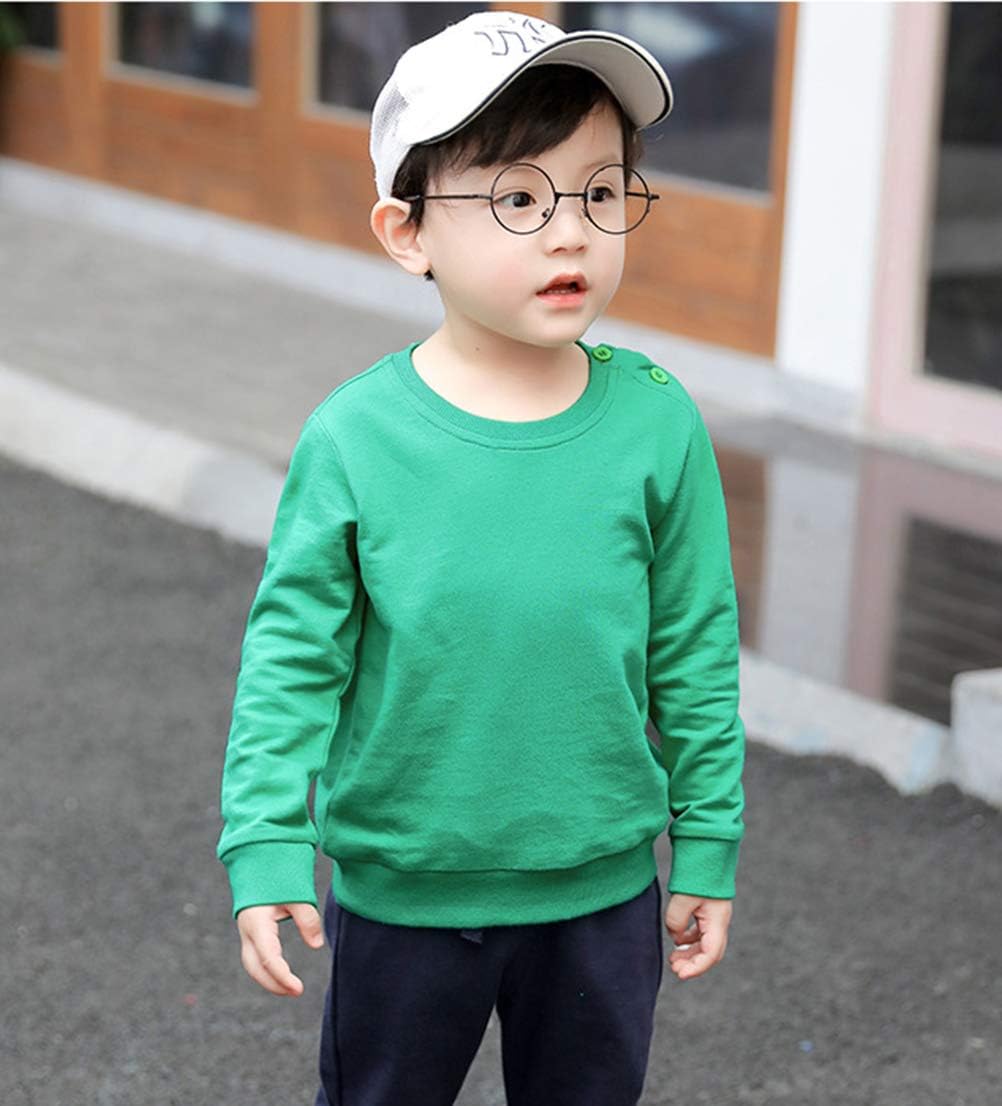 DCUTERQ Boys' Crewneck Thin Sweatshirt Girls Sport Long Sleeve Cotton Pullover Tops Kids Toddler Solid T-Shirt - Image 2