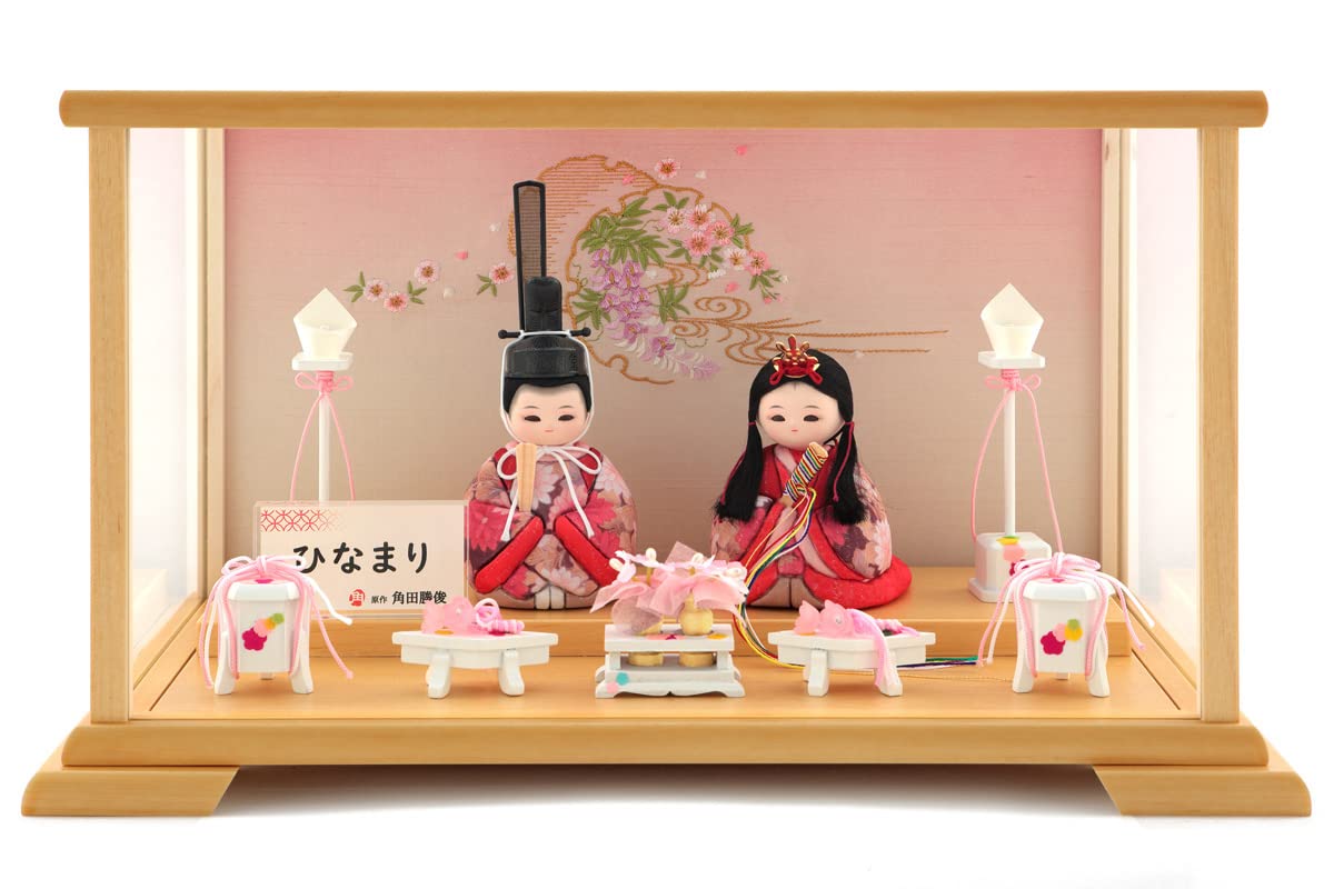 東京久月 雛人形 ガラスケース入り親王飾り 間口約49×奥行約31×高