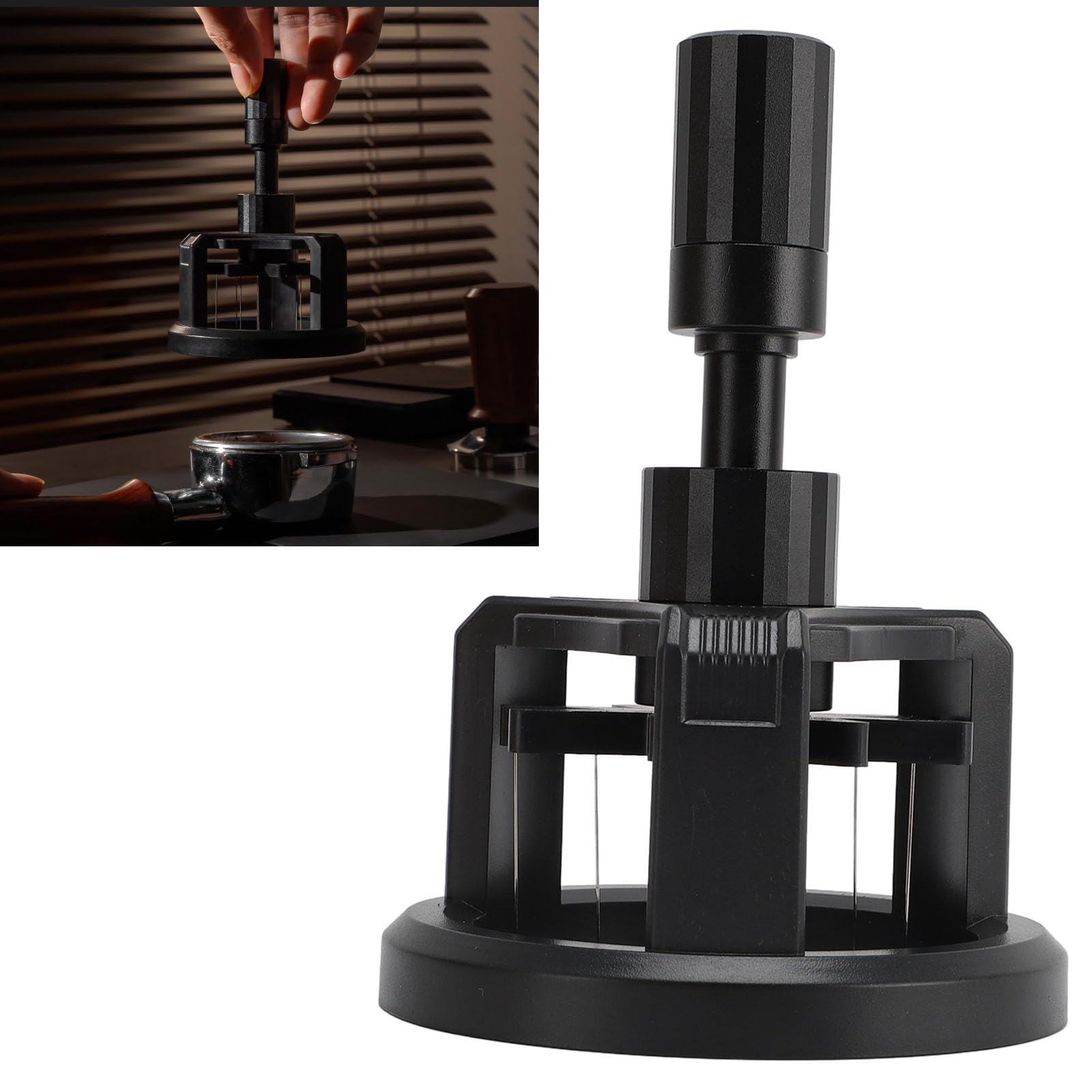 Luocute Innovadora Herramienta de Distribuidor de café con Aguja, Aleación de Aluminio Aleación de Acero Inoxidable Tool de Distribución de Expreso para, Mejorando la extracción. Gran (58MM)