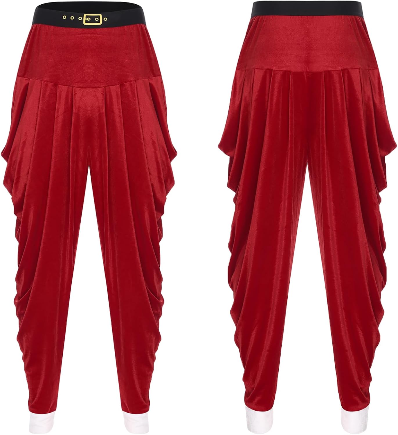 XUNZOO Men Velvet Baggy Harem Pants Loungewear Trousers Palazzo Christmas Theme Party Costume