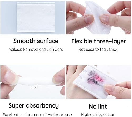 Miniatura 2 de FSwsawX 450 almohadillas de algodón 100  puro tres capas almohadillas de algodón suave para eliminar maquillaje facial labios y ojos 450 unidades