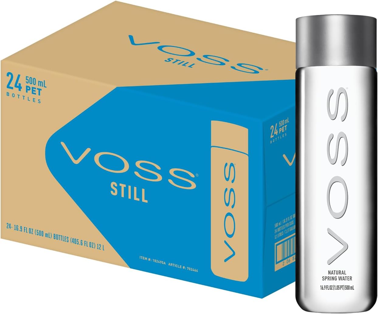 VOSS Premium Still Bottled Natural Water - BPA-Free - High Grade PET - Recyclable Plastic - Pure Drinking Water with Unique & Iconic Bottle Design - 24 Pack