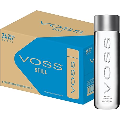 VOSS Premium Still Bottled Natural Water - BPA-Free - High Grade PET - Recyclable Plastic - Pure Drinking Water with Unique & Iconic Bottle Design - 24 Pack