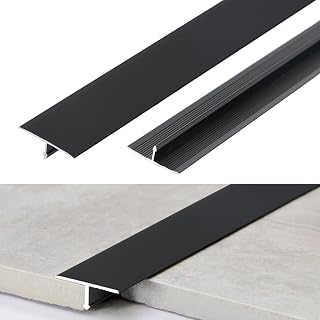 3 Stück Abdeckleisten T-Profil aus Aluminium,CEIEVER Aluminium-T-Formleisten 0,9 Mx2 CM Flacher Bodenübergangsleiste Übergangprofil Türschwellen Bodentrennstreifen für Schwellen