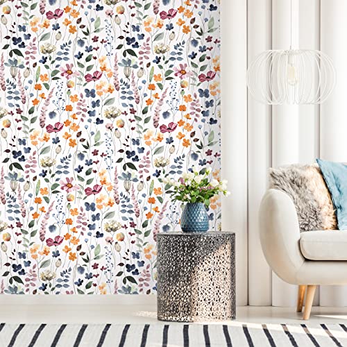 VEELIKE 17.7''x118'' Rustic Pressed Floral Wallpaper Roll Vintage Multicolor Leaves Floral Peel and Stick Wallpaper Mural Removable Prepasted Decorative Contact Paper for Walls Cabinets Shelves Drawer by VEELIKE - Image 3