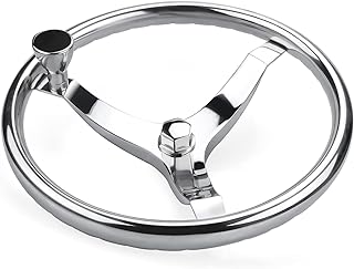 Stainless Steel Boat Steering Wheel 3 Spoke 13-1/2" Dia, with 5/8" -18 Nut and