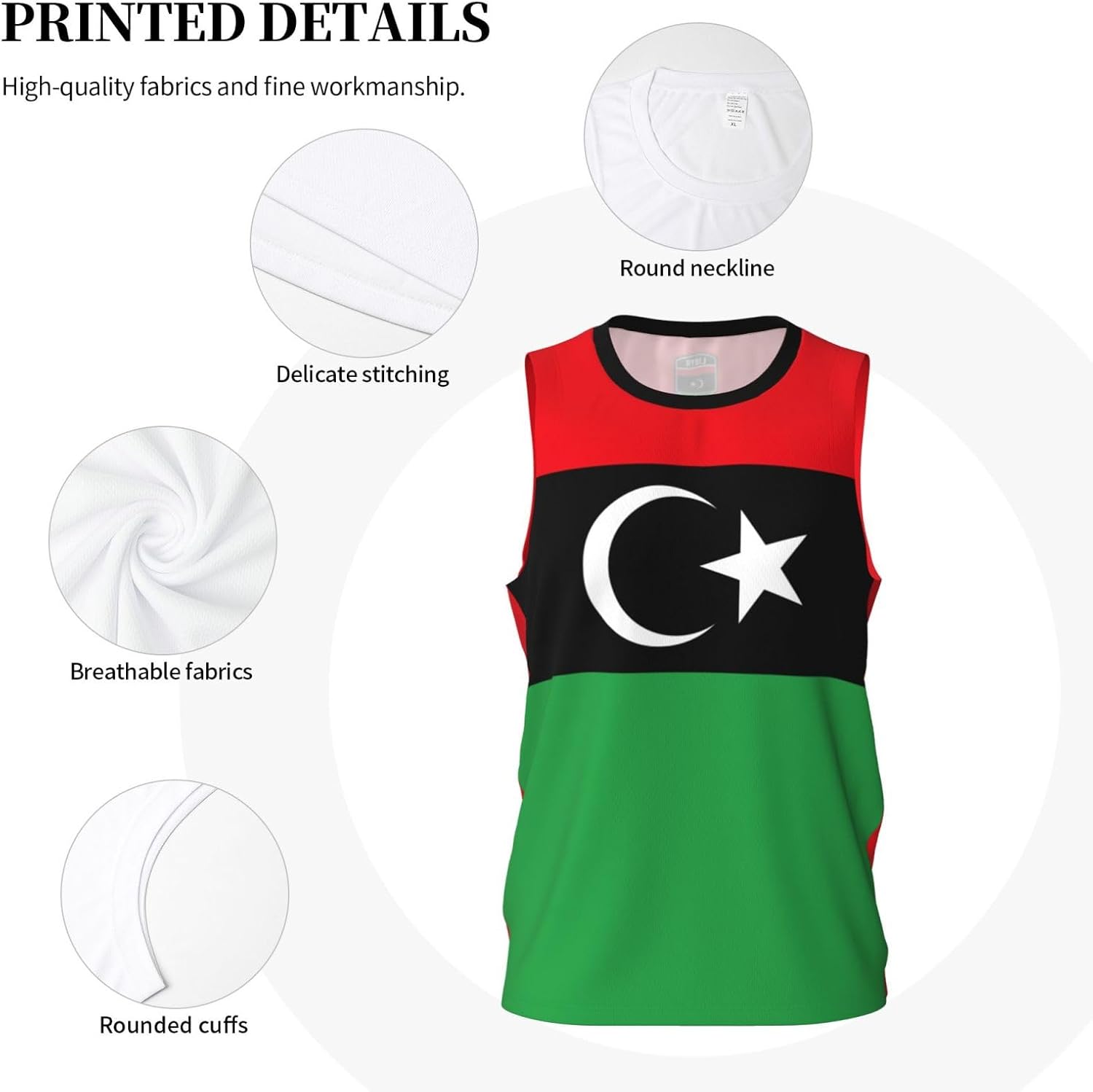 Libya Flag Basketball Jersey Sports 3D Vest Shirt for Men Running Fitness Training Team Jerseys
