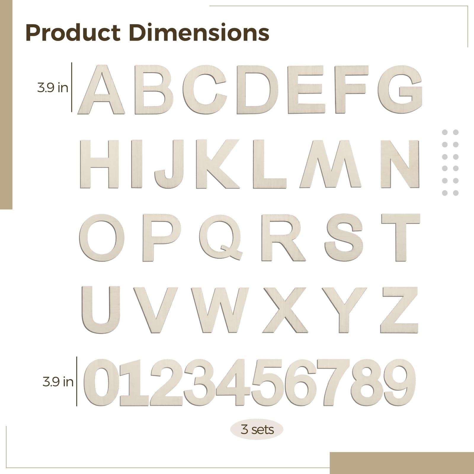 Kit di lettere e numeri in legno da 108 punti, include 3 set da 4 ritagli dalla A alla Z e 0-9, perfetto per lavori artigianali, feste e idee in classe