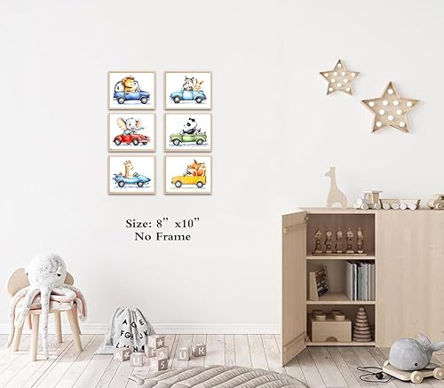 Miniatura 5 de Arte de pared de automóvil para habitación de niños, impresión artística de pared de transporte de guardería, arte de pared de bebé, juego de 6