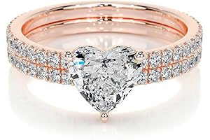 1.50 CT Heart Cut Engagement Ring with Accented Moissanite