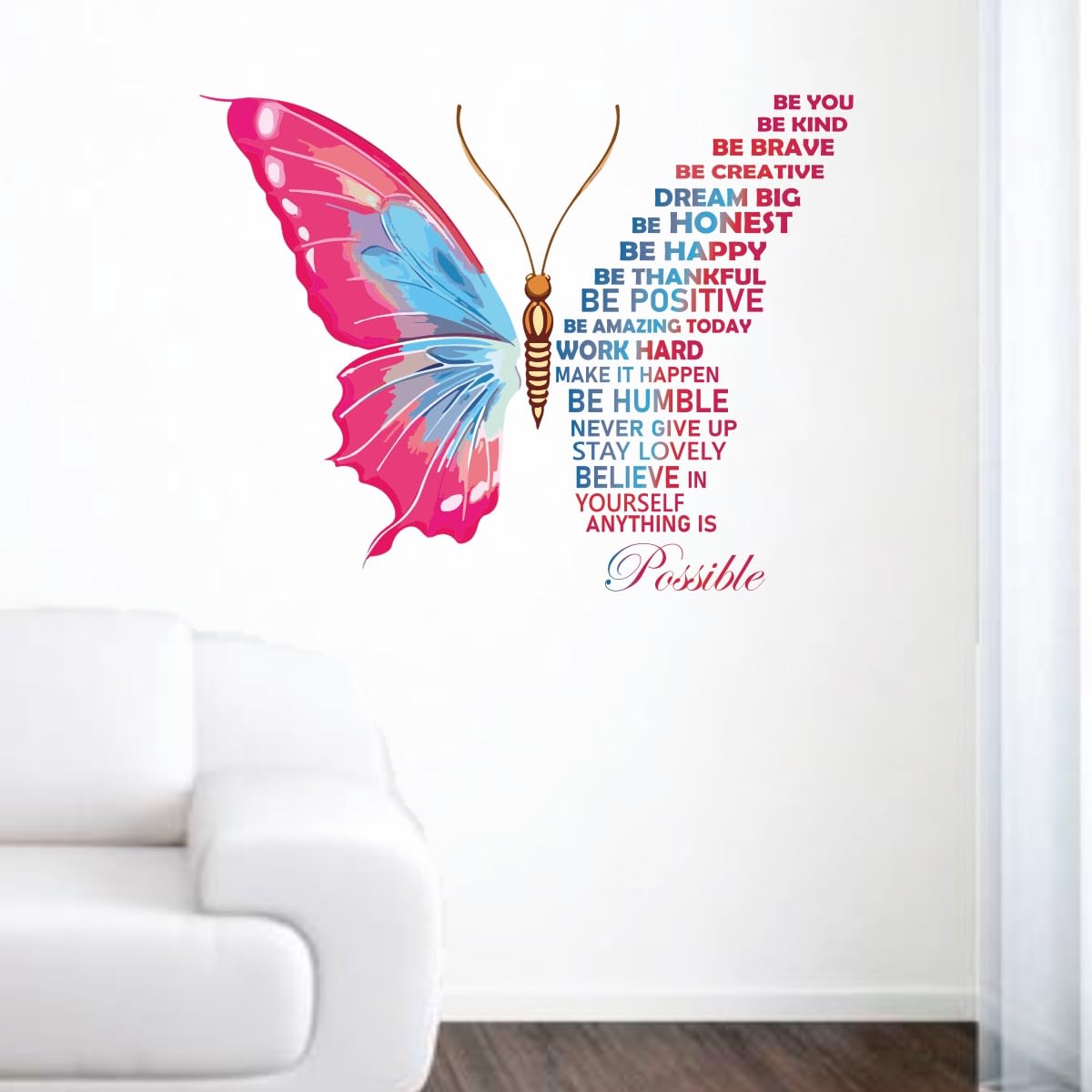 Decal O Decal Vinyl Blue Butterfly with Motivational Quotes ' Wall ...