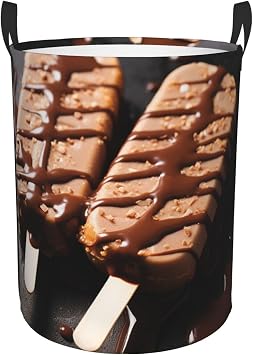 Chocolate Popsicles Laundry Basket Foldable Laundry Hamper Waterproof Collapsible Washing Bin Clothes Bag Freestanding Dirty Clothes Hampers for Laundry, Bedroom, Dorm