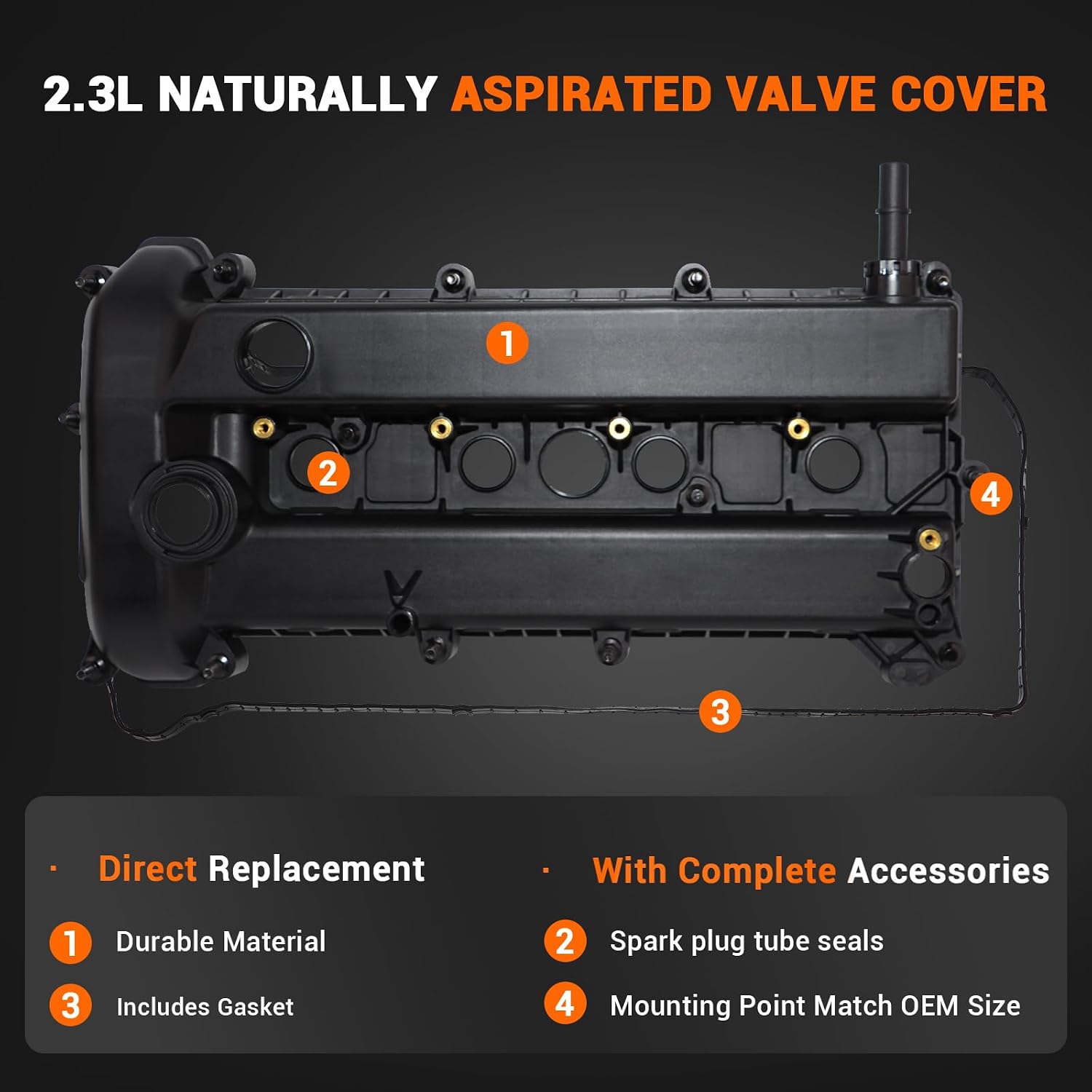 2.3L Valve Cover Compatible with 2006-2009 Mercury Milan 2006-2008 Mazda 6 Replace# 6M8Z6582E L3G310210E