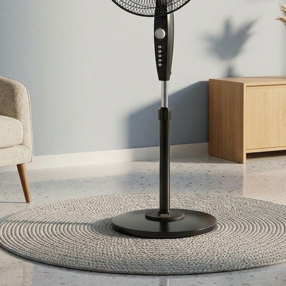 Accesorios de base de ventilador de suelo, pilares de chasis de plástico resistente para múltiples marcas para uso en el flujo de aire en la oficina en casa (negro)