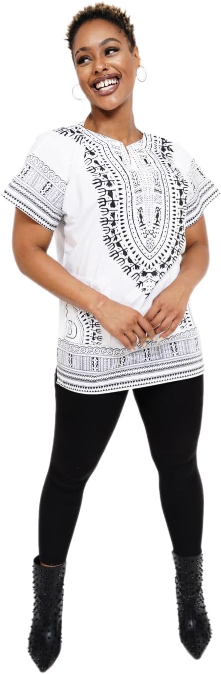 Dupsie's African Print Unisex Dashiki Shirt African Attire for Men Women Black History month, Festivals, Church, Cruises