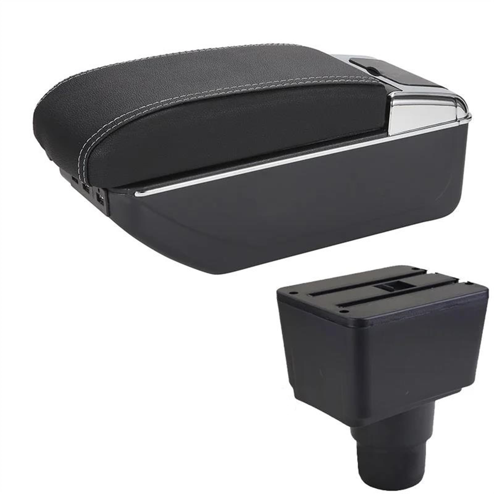 NOHEEU Car Armrest Box Accessories Interior Details Retrofit Storage For EcoSport 2018-2021(A3 Black white 7USB)