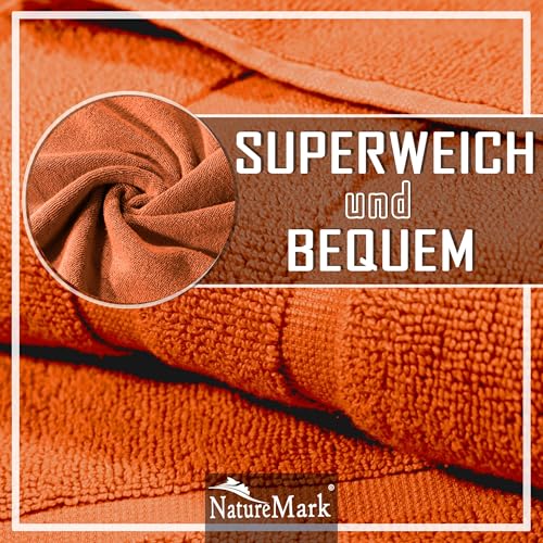 NatureMark 2er Pack Badvorleger | Premium Qualität | 100% Baumwolle | 50 x 80 cm | Duschvorleger Duschmatte Doppelpack | Farbe: Terrakotta