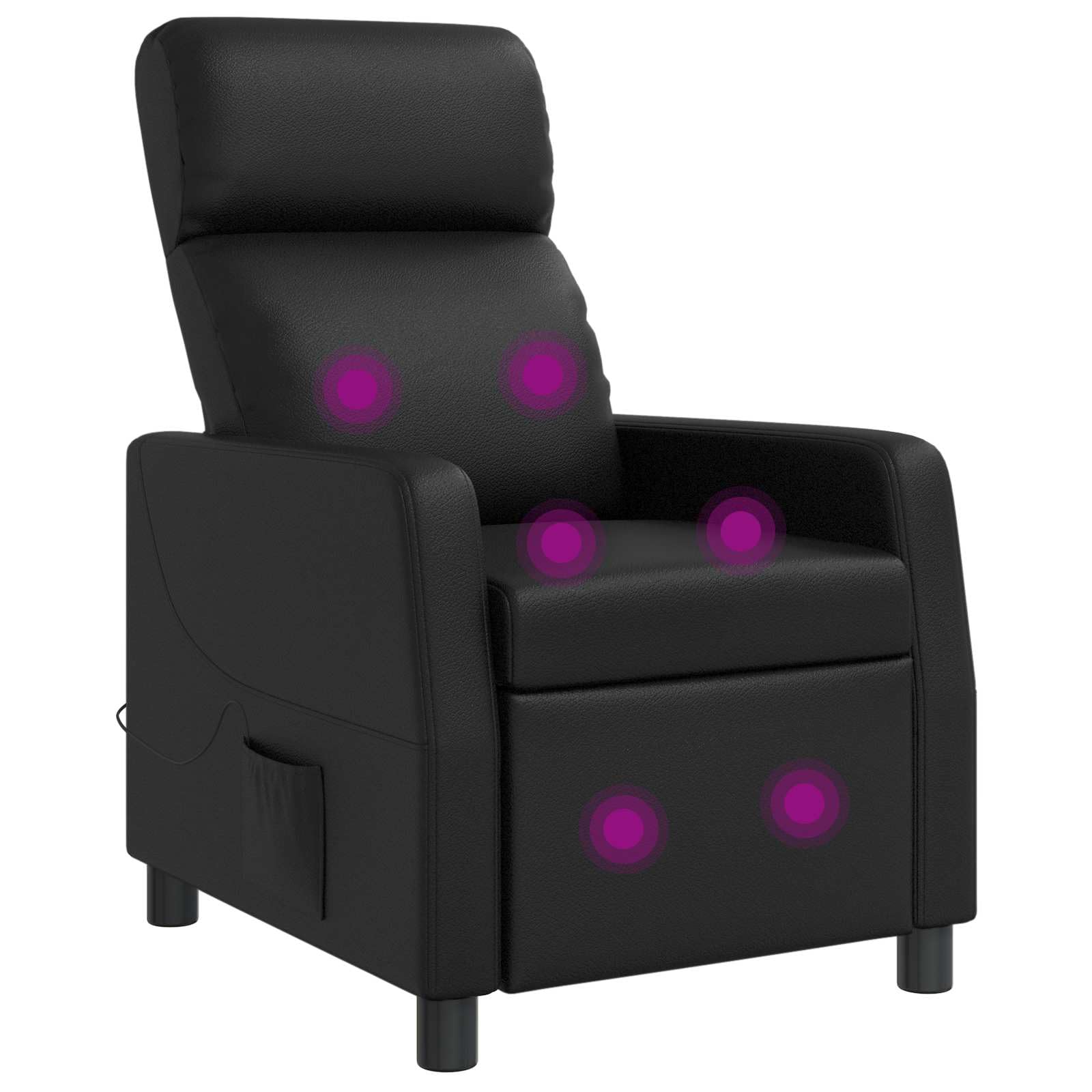 Poltrona relax nera in ecopelle con funzione reclinabile regolabile 115-160
