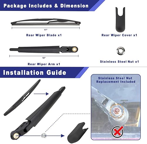 Miniatura 2 de Kit de montaje de limpiaparabrisas trasero compatible con Chevrolet Sonic 2012-2020, Chevrolet Chevy Sonic AVEO, repuesto 95016790, 95016791