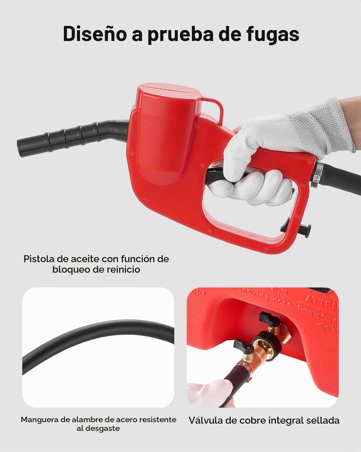 VEVOR Tanque de Combustible Portátil con Modos de Bomba Manual y por Gravedad, Manguera de Suministro de 10 pies, Contenedor de Tanque de Combustible con Ruedas para Lanchas para Gasolina y Diésel