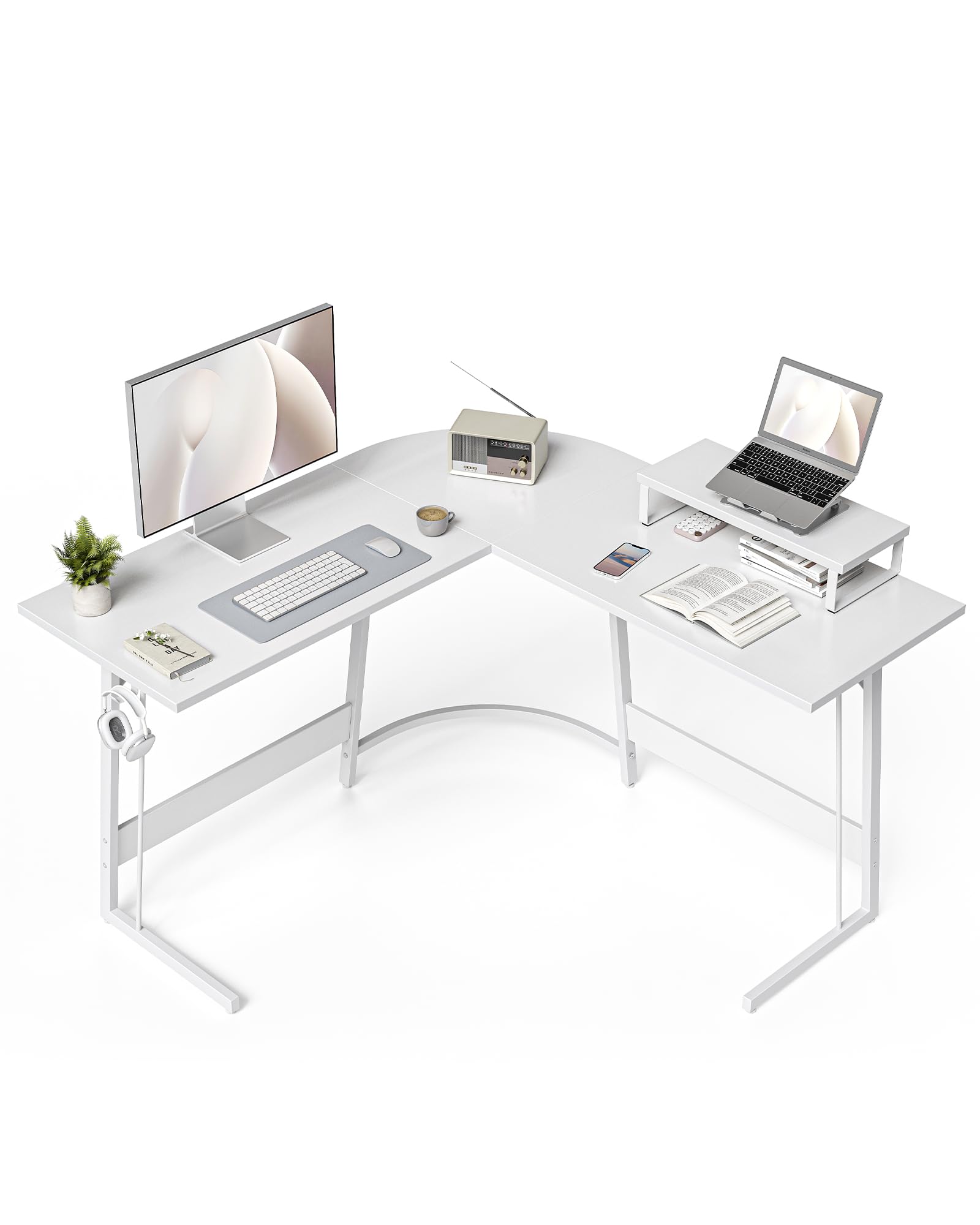 CubiCubi Mesa de gaming de esquina, 120 x 120 cm, escritorio en forma de L para juegos, mesa de esquina para ordenador con soporte para monitor, ahorra espacio, fácil de montar, mesa esquinera, color
