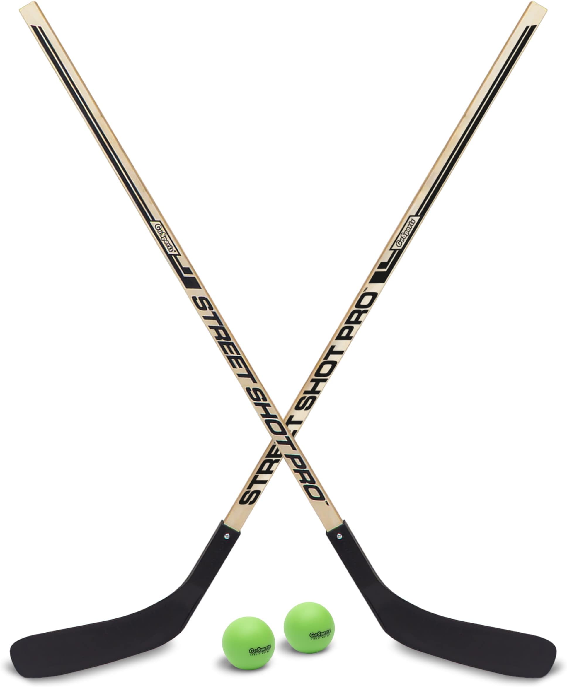 GoSports Street Hockey - Choose Between Street Hockey Goal Set with Sticks, Street Hockey Balls (6 Pack) or Street Hockey Sticks (2 Pack)