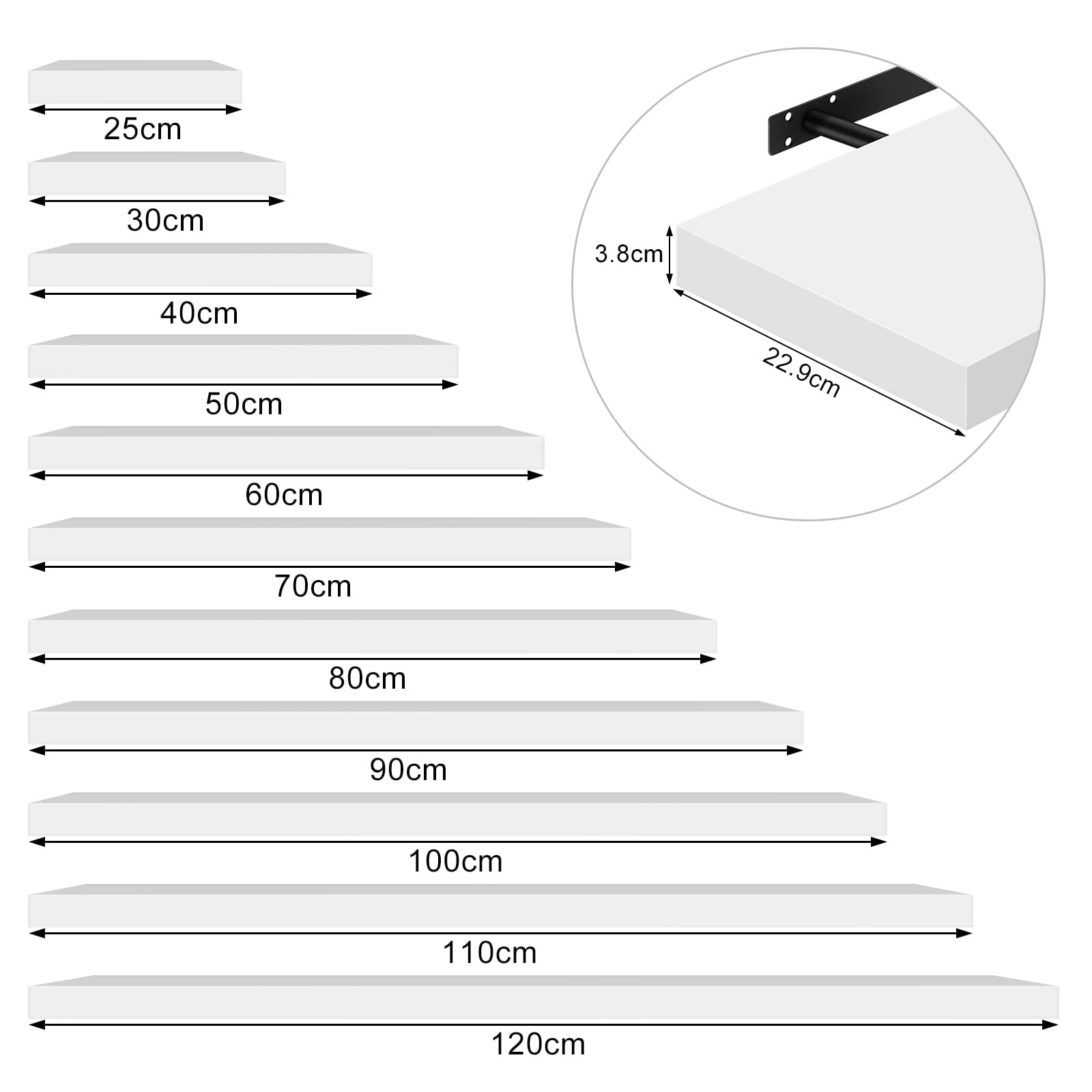 WOLTU Mensola da Muro, Set di 4, Scaffale Sospeso da Parete Libreria Piccola per Soggiorno Cameretta Porta CD DVD, Pannello MDF 100x22,9x3,8cm, Bianco, RG9482ws-4-FL