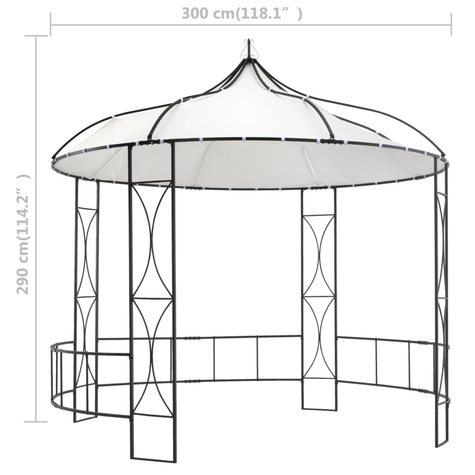 JUDYY Pavillon, Gartenpavillon, Pop-Up Partyzelt, Festzelt, Pavillon, Garden Decoration, Canopy Tent, Lagerzelt, 300 x 290 cm Weiß Rund