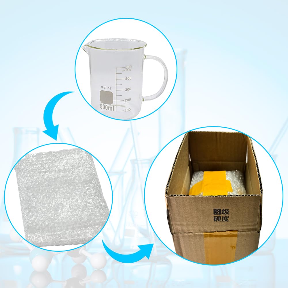 1 becher da laboratorio in vetro borosilicato da 50 ml, 100 ml, 250 ml, 500 ml, 1000 ml con manico, per misurare la bilancia e le attrezzature da laboratorio (500 ml)