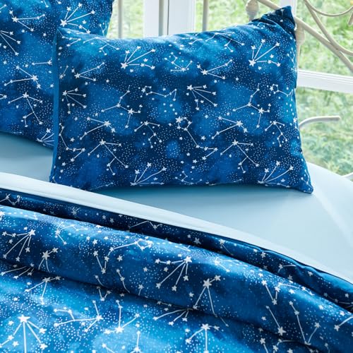 Image of Cokouchyi Twin Comforter Sets for Boys Girls, Glow in The Dark Kids Bedding Sets, 4 Pcs Twin Bed in a Bag with Comforter, Sheets, Pillow Sham, Galaxy