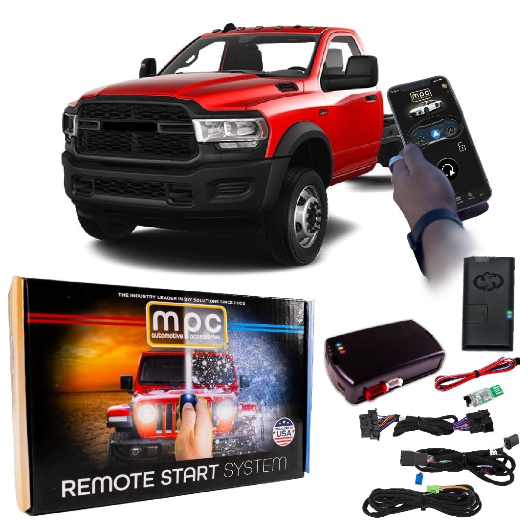 MPC Remote Starter with Smartphone Control Compatible with 2019-2024 RAM 4500 |Gas| |Push-to-Start| Plugin T-Harness - Smartphone or Factory Key Fob Activated - FlashLink Updater