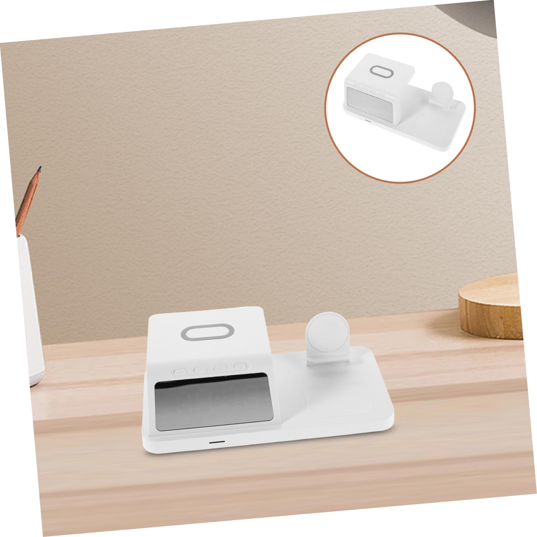 15w Cargador Inalámbrico Reloj y Luz Nocturna Base de Carga para Mesita de Noche Carga Rápida para Múltiples Dispositivos