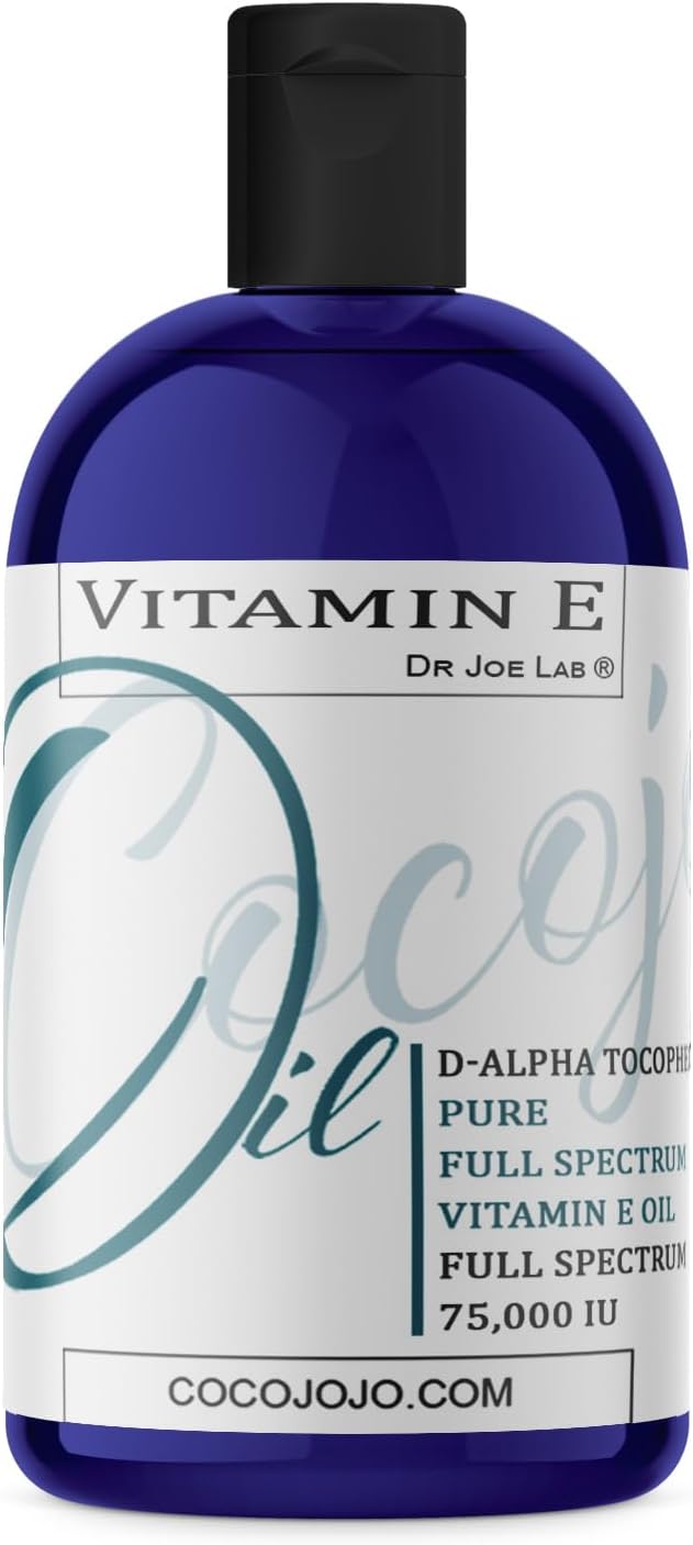 Dr Joe Lab Vitamin E Oil - Pure & Undiluted, Full Spectrum, D-Alpha Tocopherol - 8 oz - for Skin, Hair, Nails, Body Care Hydrating Rejuvenating - Packaging May Vary
