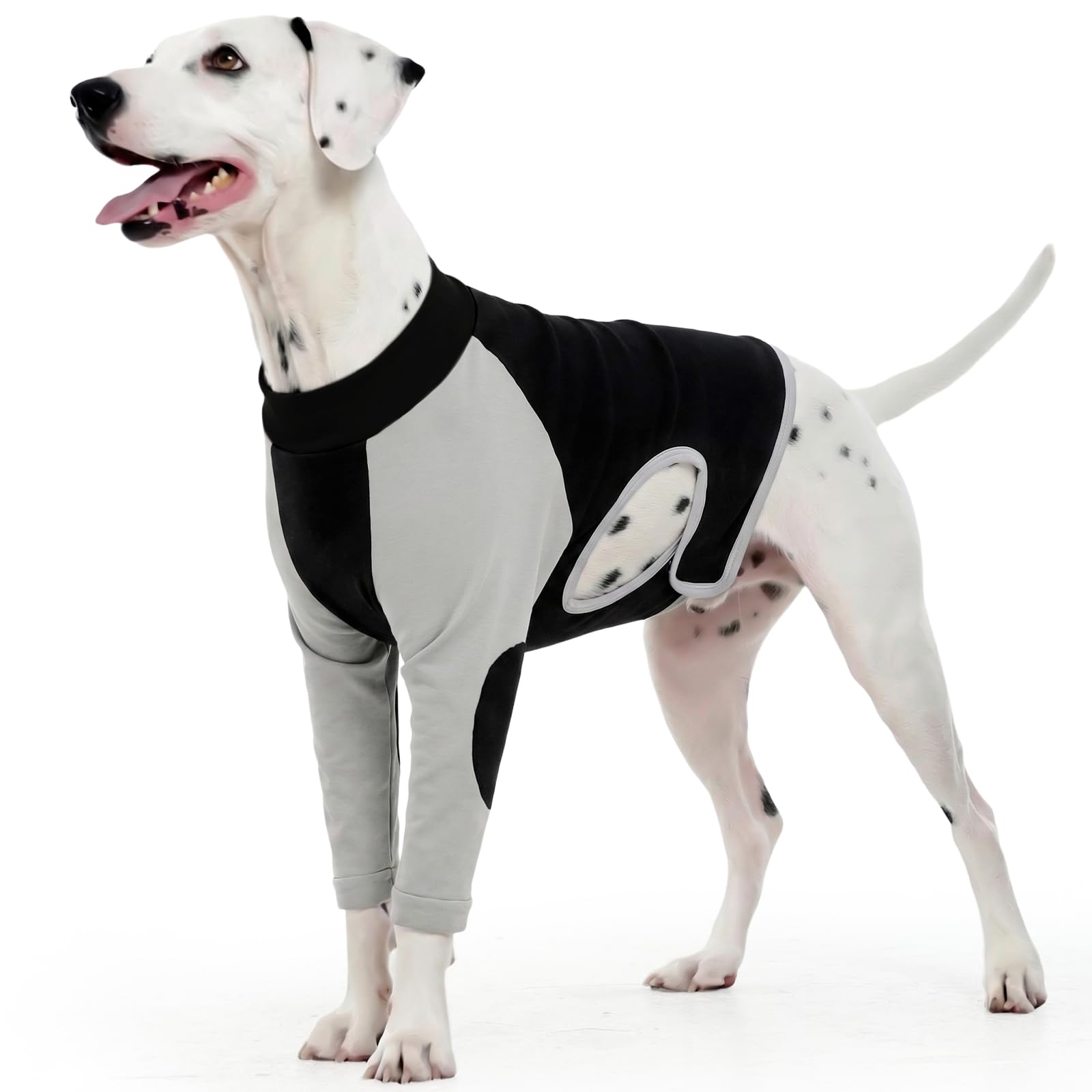 Kuoser Dog Recovery Suit Front Legs Sleeve Post Surgery Anti-Lick, Black XL