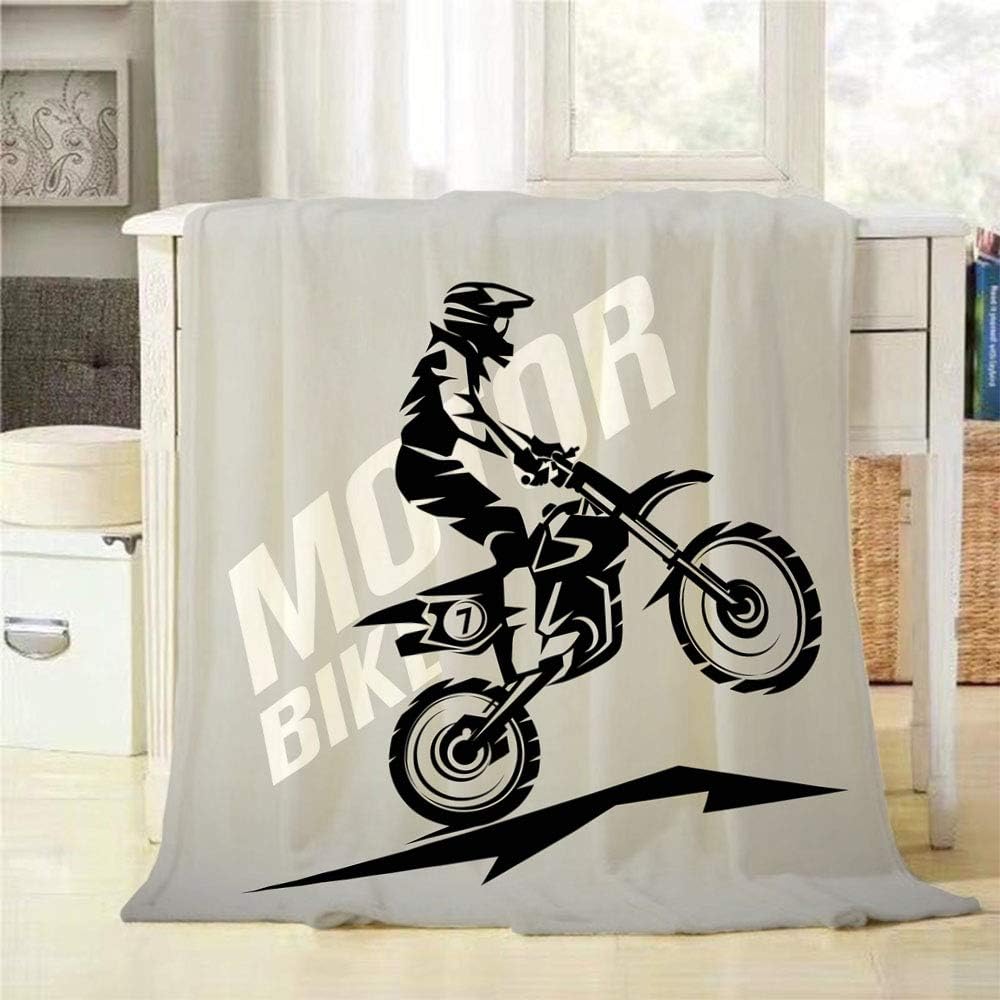Mugod Motorbike Throw Blanket Motocross Active Championship Jump Motorcycle Racer Helmet Soft Cozy Fuzzy Warm Flannel Blankets Decorative for Baby Toddler Swaddle Dog Cat 30X40 Inch