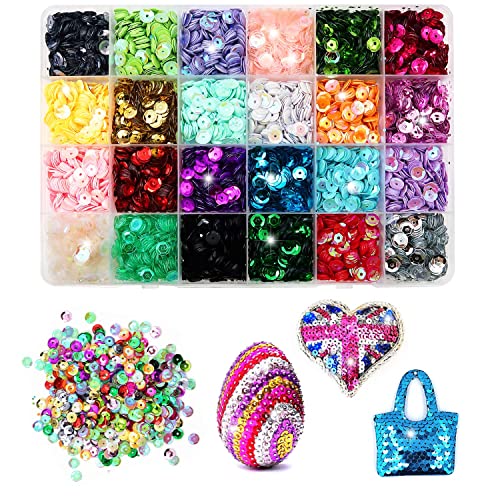 LURICO Paillettes Couture, Sequins à Coudre 24 Couleurs avec Boîte Sequins Loisirs Créatifs, Créatifs Paillettes pour Bricolage Fabrication d'Artisanat Mariage de Noël Vêtements Bijoux