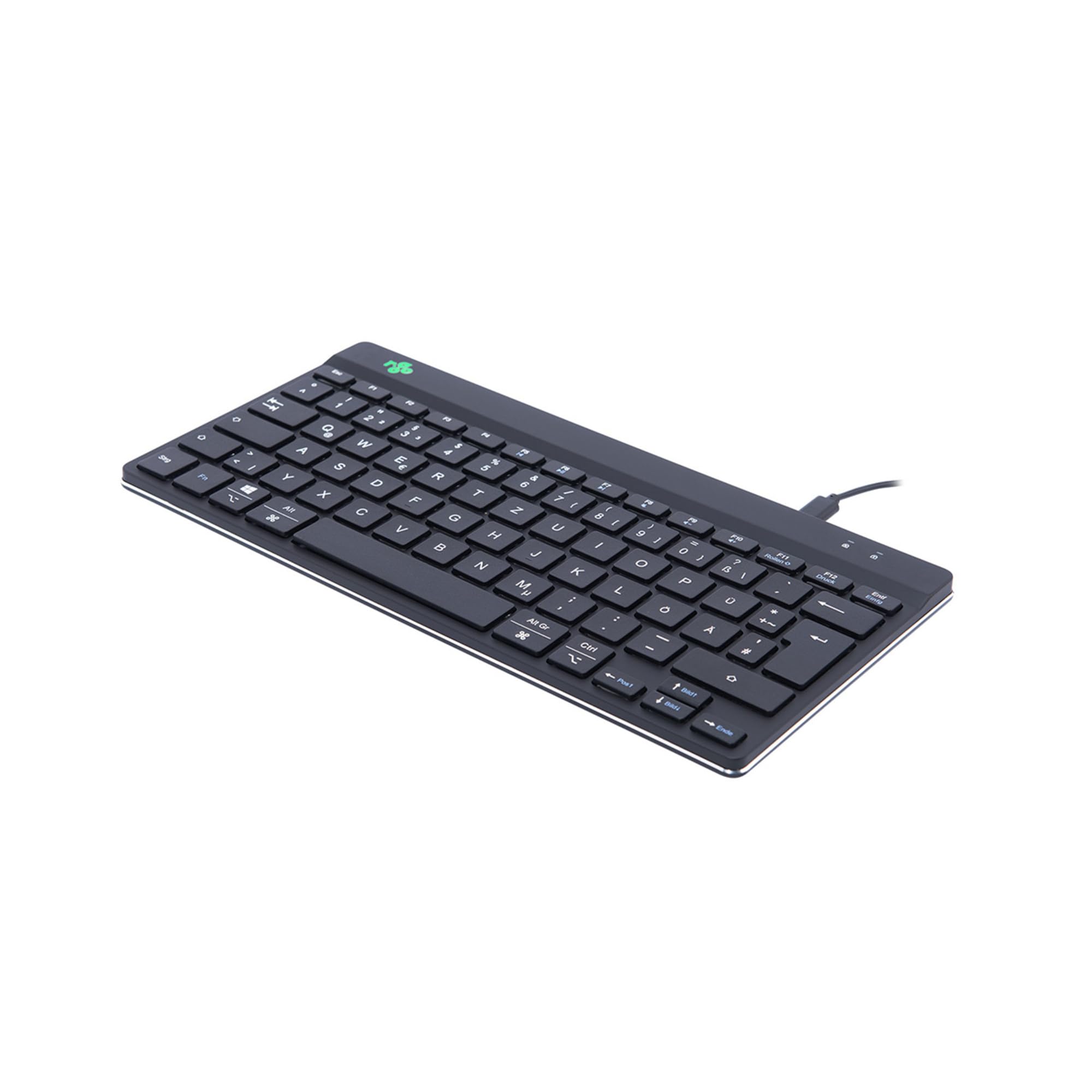 R-Go Tools Compact Break Keyboard - QWERTZ (DE layout) - Featuring Break Indicator, Ergonomic Flat design, Wired USB-C/USB-A Connection - Windows/Mac/Linux Compatible