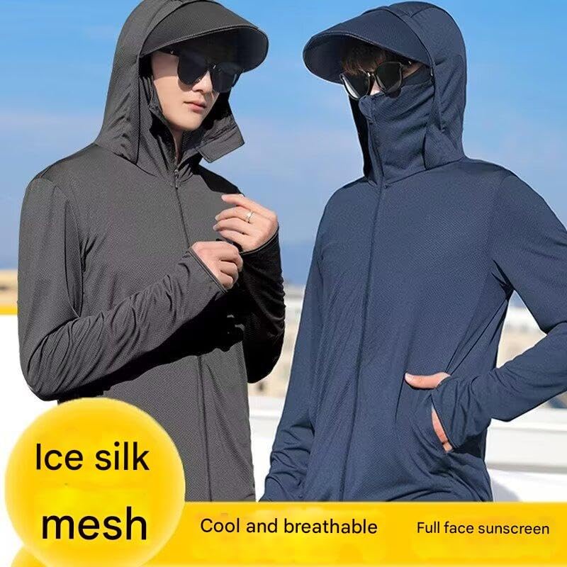 Image of Men and Women's UV Protection Jacket with Detachable Hood and Large Brim for Summer