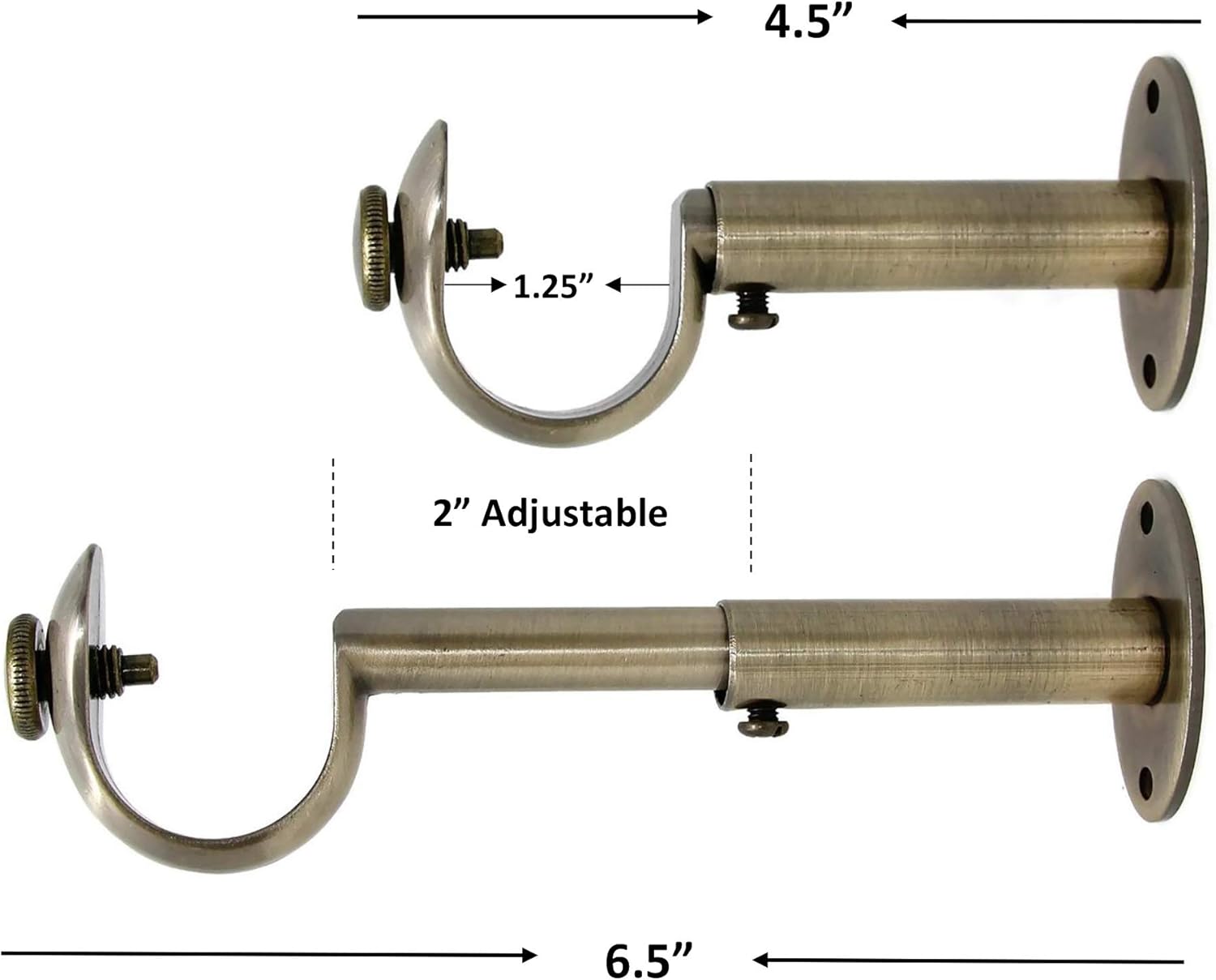 Urbanest Adjustable Solid Zinc Curtain Rod Bracket Wall Holder, Fits Up to 1 1/8" or 1 1/4" Rod, 2 Pieces - Oil-Rubbed Bronze : Home & Kitchen