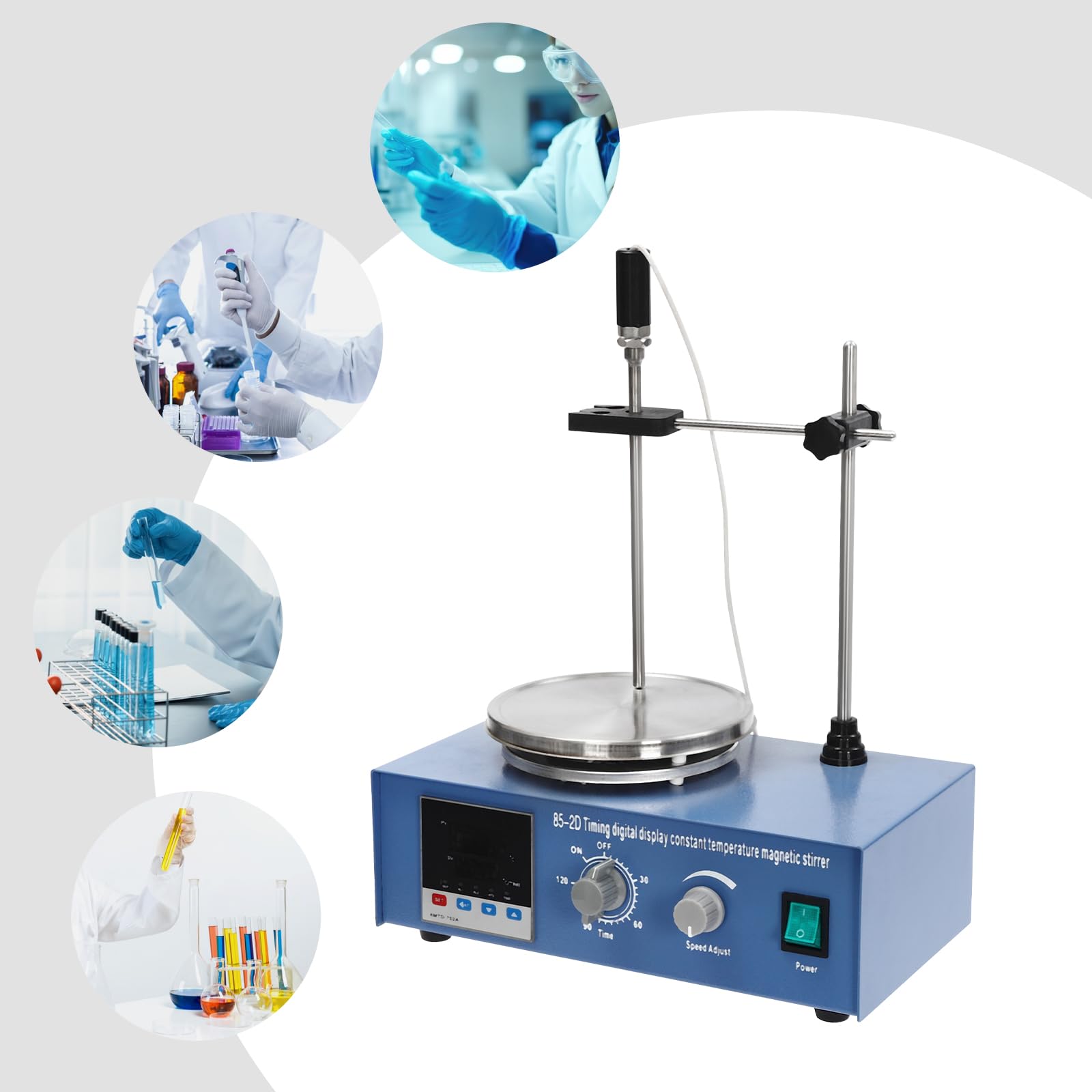 Max 33.82oz Stirring Volume Digital Heated Magnetic Stirrer, Magnetic Stirrer, 110V 0-2400rpm Multiple Function Laboratory Heating Stirring Machine for Stirring and Mixing
