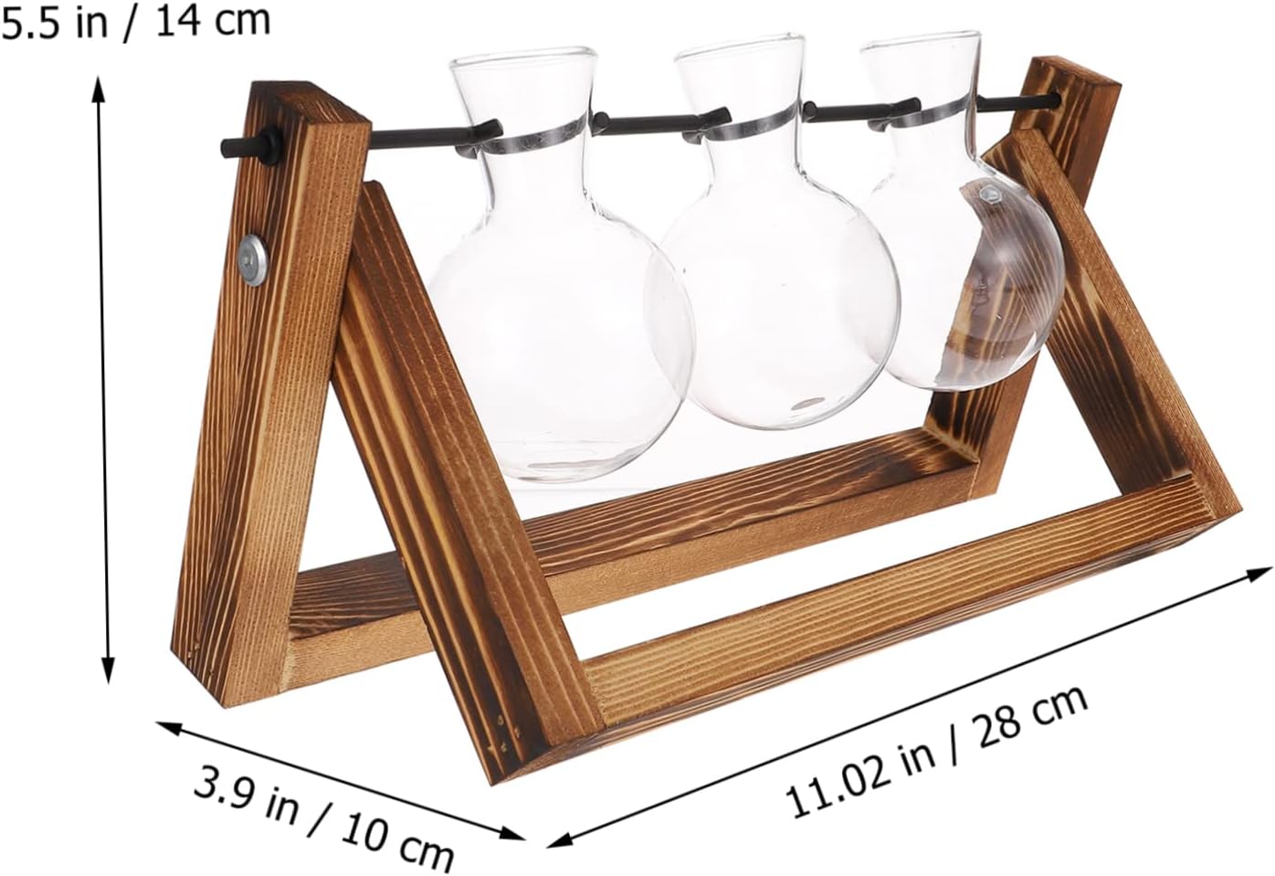 HEMOTON 1Set Desktop Bulb Terrarium with Wooden Stand Retro Planter for Hydroponic Plant Propagation Elegant Tabletop Decoration for Indoor Spaces and Design