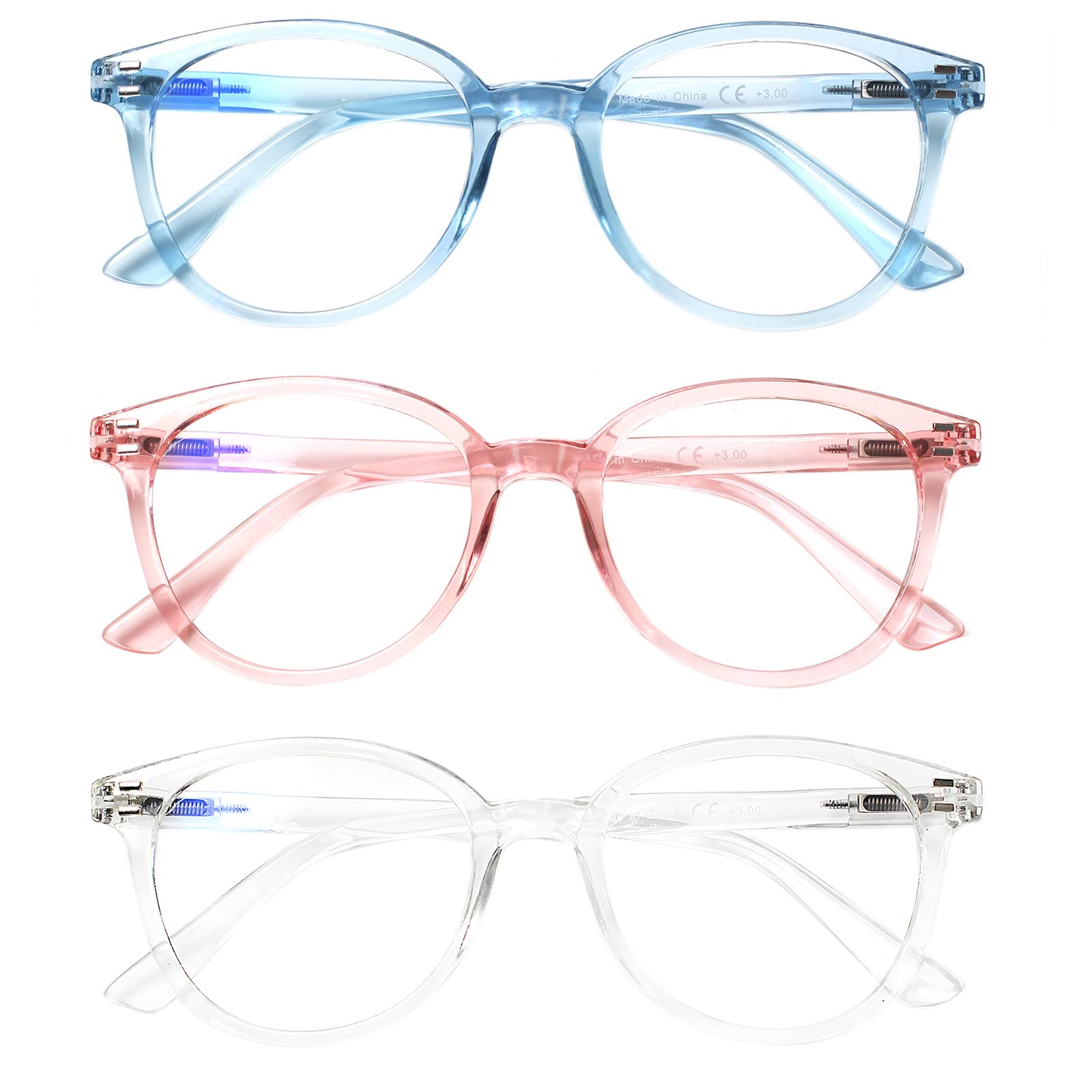 SIGVAN Progressive Multifocus Reading Glasses Blue Light Blocking Women Men Computer Eyeglasses Spring Hinge Readers (3 Mix-2, 1.0)